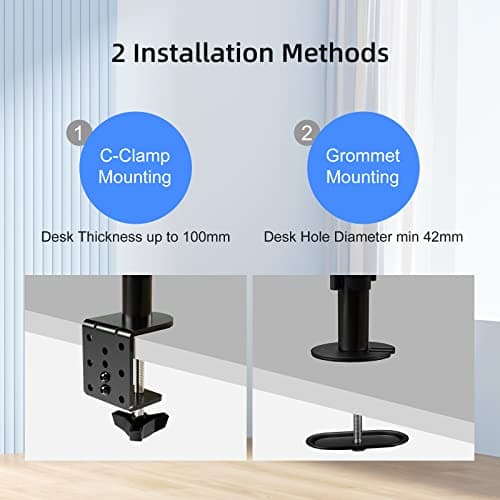 Suptek Single Monitor Arm Desk Mount Fully Adjustable Monitor Stand for 1 / One Screen up to 32 inch Extra Tall 31.5 inch Pole,Black (MD6821) 6