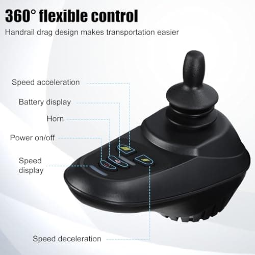 Electric Wheelchair Lightweight Foldable for Adults,12-Mile Range Lightweight Foldable Motorized Wheelchairs with Large Footrest,500W Motor Power Portable Wheelchair for Seniors Adults Black 8