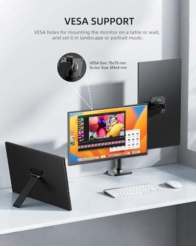 UPERFECT Portable Monitor 18.5" 120HZ 100% sRGB Portable Laptop Monitor w/VESA & Cover, FreeSync HDR Gaming Monitor, 350Nits USB-C & HDMI Travel External Second Screen for Laptop, PC, Game Consoles 5