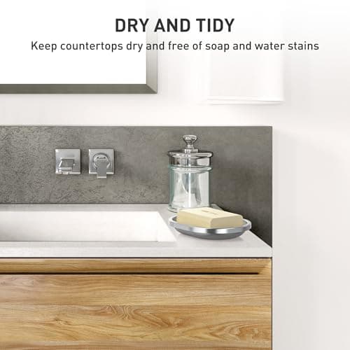 Soap Dish,Stainless Steel Soap Holder with Drain Spout,Brushed Metal Soap Saver for Bathroom Shower, Bathtub, Kitchen Sink,Durable and Stylish 6