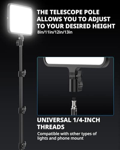 UBeesize 2 Pack LED Video Light Kit, Photography Lighting, 13" Studio Lights with 65" Tripod Stand and Phone Holders, Podcast Lighting for Video Recording,Tiktok,YouTube 6