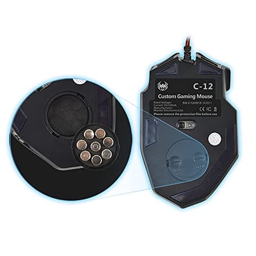 12 Programmable Buttons C12 Gaming Mouse, AFUNTA Laser Double-Speed Adjustment 8000DPI Mice Support 4 Level Switch 5