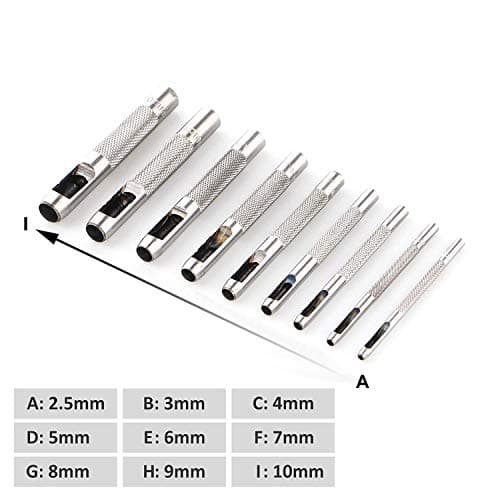 Spurtar 9 PCS Leather Hollow Round Hole Punch 3/32''-25/64'' Carbon Steel Heavy Duty Leather Hole Punch Set for Vinyl Gasket Watch Belt Canvas with Storage Bag 5