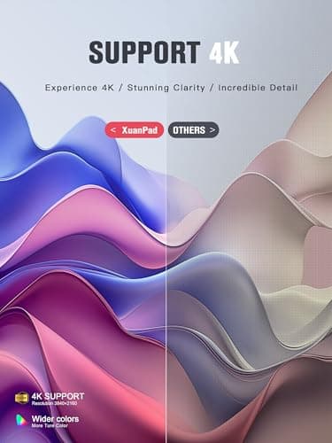 [Compatible with Netflix & TOF Real-time Focus] Mini Projector with WiFi and Bluetooth, XuanPad Silver Smart Projector 4K Support, Dolby Audio & Keystone, 210° Rotatable Stand for Home 5