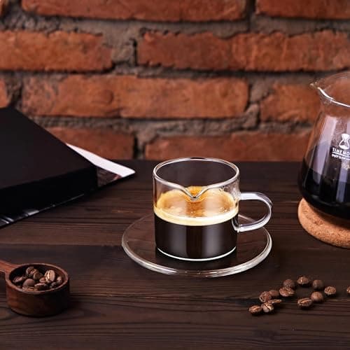 Gulex Espresso Cups, Glass Coffee Espresso Cups with Pour Spout, 4 oz, Clear, Set of 2 (Set of 2) 8