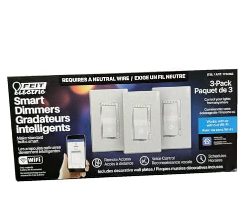 Feit Electric Wi-Fi Smart Dimmer Light Switch, 3 Pack, White