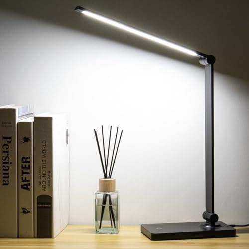 QPEUIM LED Desk Lamp,Touch Desk Lamps for Office Home, Eye-Caring Desk Lamps 3 Brightness, Desk Light for Home Office Bedroom Reading Study Work (Include AC Power Plug)