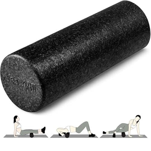 Yes4All High Density Foam Roller for Back, Variety of Sizes & Colors for Yoga, Pilates - Black - 18 Inches