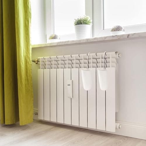 4 Pieces White Ceramic Radiator Hanging Humidifier Set，Controls Dry Air Moisture Humidity with Free Hanging S Hooks，Eco Friendly No Electricity Required, Easy to Clean (Ceramic White) 5