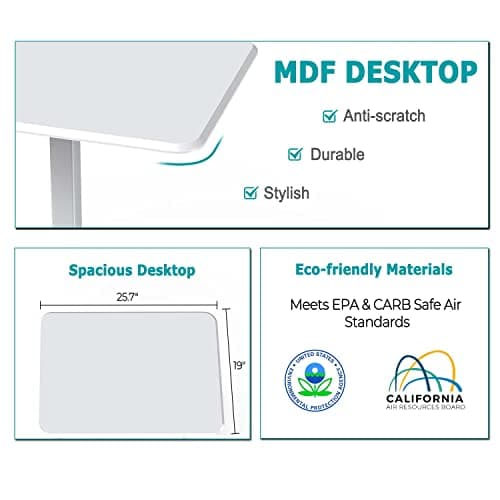 Small Mobile Rolling Standing Desk - Overbed Table, Teacher Podium with Wheels, Adjustable Height Table, Rolling Desk Laptop Computer Cart for Home, Office, Classroom, White 6