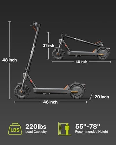 MEGAWHEELS Electric Scooter,Electric Scooter Adults with Suspension,10in Pneumatic Tires,350W Motor,19 Miles Long Range,15.5 Mph,E Scooter with Smart APP Control for Commuting, Outdoor, Short Travel 8