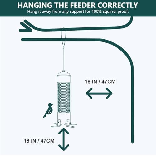 LCSEVEN Bird Feeders for Outdoors Squirrel Proof with Weight-Activated Perches, Hanging Bird Feeder for Outside, Metal Feeder for Wild Cardinal, Finch, Blue Jay, Chickadee, 3LB Seed Capacity, Green 6