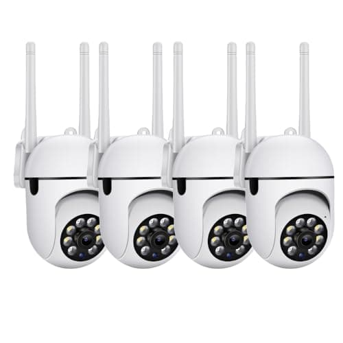 EVERSECU 1080P Outdoor Wired WiFi PTZ Security Camera, 2.4G&5GWiFi, Auto Tracking, 2 Way Audio, Spot Night Vision, SD Card & Cloud Storage, Indoor/Outdoor CCTV Camera for Baby/Elderly (4pcs)