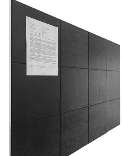 DECORITA Black Cork Board Alternative 47"x35" | Felt Wall Tiles (12-Pack) | Aesthetic Felt Bulletin Board for Office, Home & Classroom | Large Cork Boards for Walls Pinboard Dartboard Wall Protector