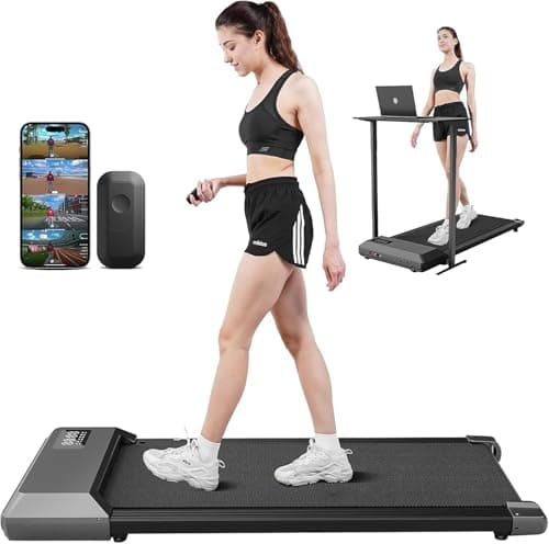 DeerRun Walking Pad Treadmill with 6% Manual Incline, Under Desk Treadmill for Home Office & Small Spaces, 0.6–3.8 MPH, 2.5 HP, 300 lb Capacity, App & Remote Control