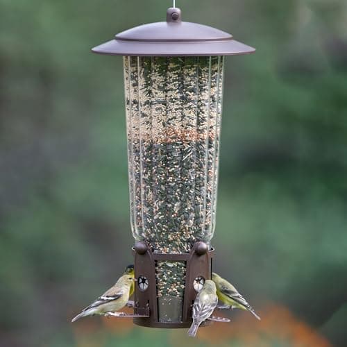 Perky-Pet 334-1SR Squirrel-Be-Gone Max Large Wild Bird Feeder with Flexports, Squirrel Proof Bird Feeder with Weight-Activated Perches - 4LB Seed Capacity 12