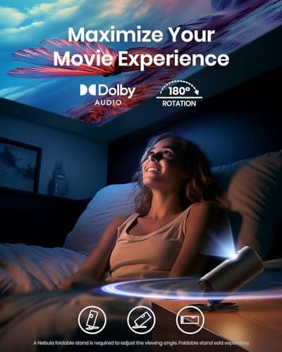 NEBULA Capsule 3 Laser, Outdoor Portable Mini Wi-Fi Smart TV Projector, Upgraded with Google TV, Official Netflix, Dolby Digital, 120 inches Screen and 2.5H Built-In Battery 5