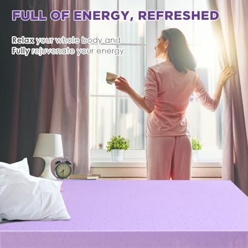 BedsPick Mattress Topper Twin XL Memory Foam, Gel Mattresses Pad Extra Long Twin for Back Pain Relief, 2 Inch College Dorm Bed Cushion for RV, Camp, Couch and Hospital, Purple 7