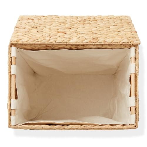 Casafield Large Laundry Hamper with Lid and Removable Liner Bag - Natural, Woven Water Hyacinth Rectangular Laundry Basket Sorter for Clothes and Towels 6