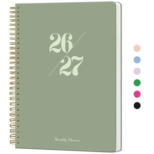 Monthly Planner 2026-2027, 2 Year Months Calendar Planner 2026-2027, Runs from January 2026 - Decembe 2027, 7" x 10", 24 Months, Perfect for School Office Home Planning - Green