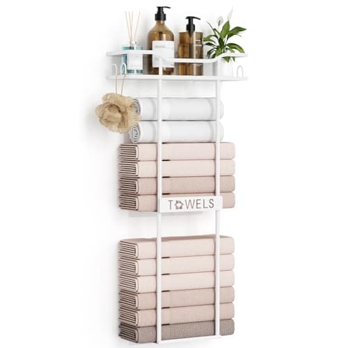 Aetyord Towel Racks for Bathroom Wall Mounted Towel Storage Organizer Wall Towel Rack for Rolled Towels（2 Tier White