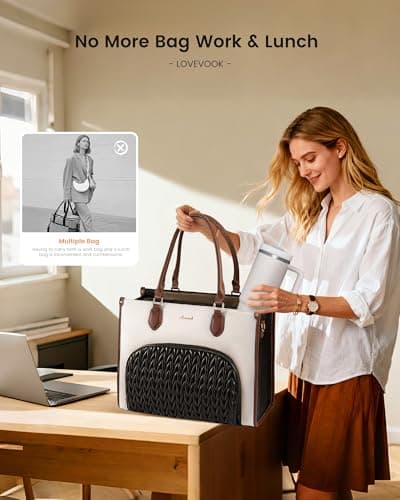 LOVEVOOK Lunch Tote Bag for Women, 3 in 1 Work Bag with Insulated Lunch Compartment, 15.6 Inch Laptop Tote Bag for Teacher, Nurse, Business, Office 3