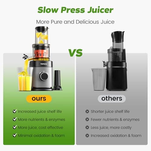 Cold Press Juicer, Slow Masticating Machines with Extra Large Feed Chute Fit Whole Fruits & Vegetables Easy Clean Self Feeding Effortless for Batch Juicing, High Juice Yield, BPA Free, Black 6