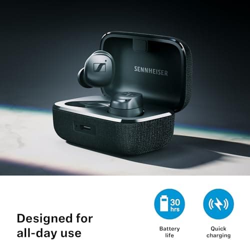 Sennheiser Momentum True Wireless 4 Smart Earbuds with Bluetooth 5.4, Crystal-Clear Sound, Comfortable Design, 30-Hour Battery Life, Adaptive ANC, LE Audio and Auracast - Black Graphite 7