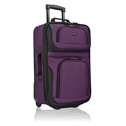U.S. Traveler Rio Lightweight Softside Rolling Carry-on Suitcase, 2-Wheel Single, Purple