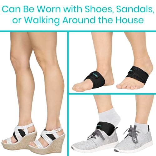 Vive Foot Arch Support Brace (Pair) - Wrap Corrector for Flat Feet, Plantar Fasciitis, Pain Relief, Fallen Arches - Compression Sleeve Strap, Gel Bands Inserts for Women & Men - Wear Under Socks 6