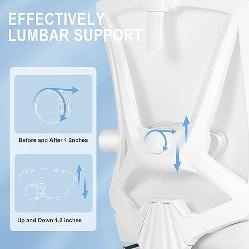 Misolant Ergonomic Office Chair with Footrest, Ergonomic Desk Chair with Adjustable 2D Lumbar Support, High Back Computer Chair with Adjustable Headrest, White Comfortable Leather Office Chairs 5