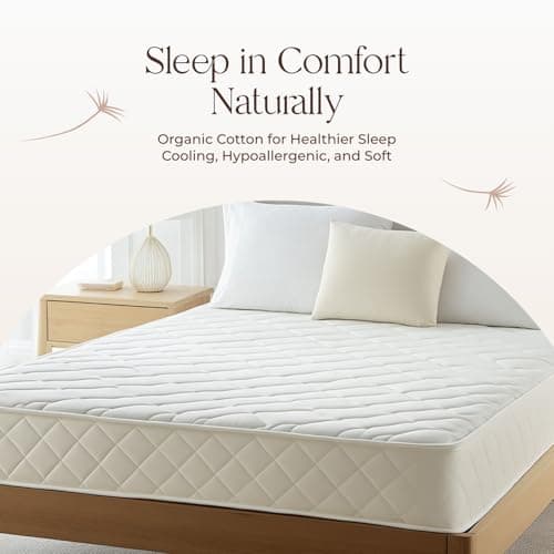 100% Cotton Organic Mattress Pad - Breathable & Cooling Mattress Protector Full Size - Premium 300GSM Quilted and Noiseless Machine Washable Organic Mattress Protector (Ivory, Full) 8