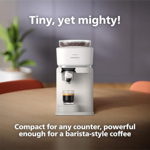 Philips Baristina Espresso Machine - Real espresso, made simple. Compact coffee machine, natural white with white portafilter, 16 bar pump pressure, automatic grinder, Cafe Crema (BAR300/00) 6