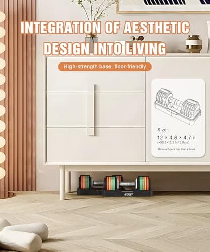 Adjustable Dumbbell Set, EOAT 2.5 to 12.5 lbs Free Weights Dumbbells Pair with Tray for New Beginner, Exercise & Fitness Dumbbells with Anti-Slip Handle & Rainbow-colored Weight Plates 6