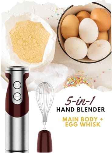 MegaWise Pro Titanium Reinforced 5 in1 Immersion Hand Blender, Powerful with 80% Sharper Blades, 12 Speed Corded Blender, Including 500ml Chopper, 600ml Beaker, Whisk and Milk Frother 7