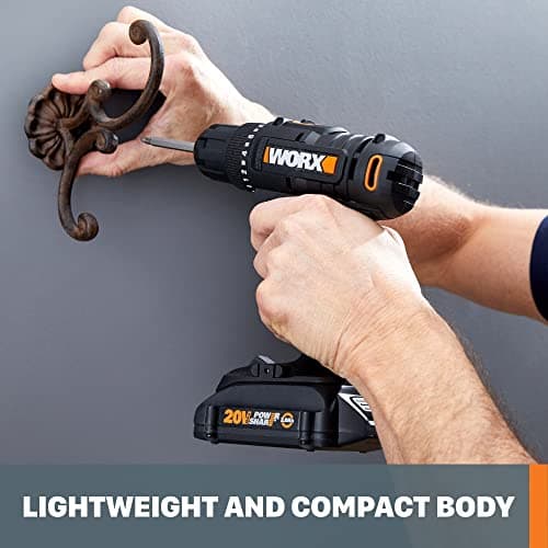 Worx 20V Cordless Drill Driver, 84pc Accessory Kit, Variable 2-Speed, 265 In-Lbs Torque, 20+1 Clutch, Lightweight, Compact, 3/8-Inch Keyless Chuck - Battery & Charger Included 8