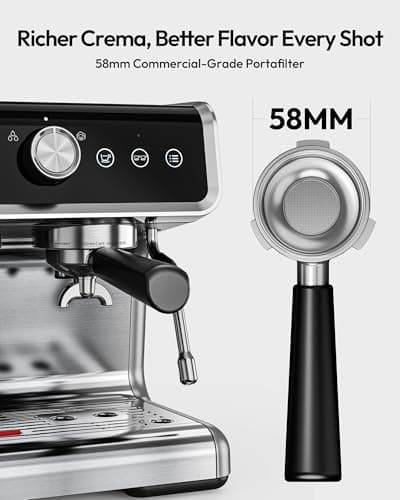 EUHOMY Espresso Machine with Grinder, 20 Bar Coffee Maker with Milk Frother Steam Wand, Professional Expresso Coffee Machines with Removable Water Tank, Latte & Cappuccino Machine for Home Barista 2