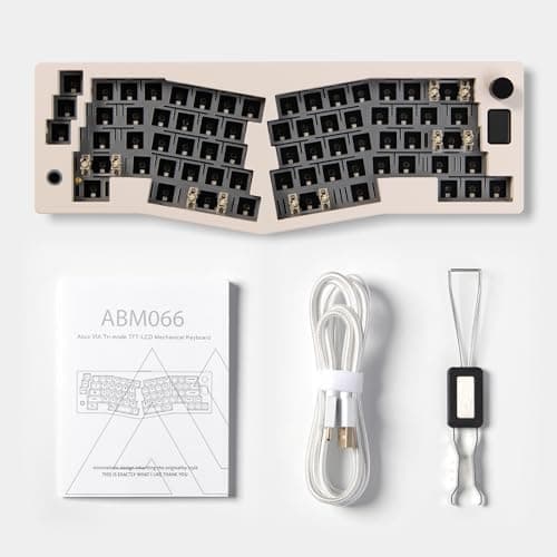 SUEHIODHY CIDOO ABM066 Alice Layout Mechanical Keyboard Kit Hot Swappable Gasket RGB Keyboard Bluetooth/2.4GHz/Type-C Custom Keyboard Kit VIA Programmable Volume Knob for Win/Mac/iOS(Milk White) 5
