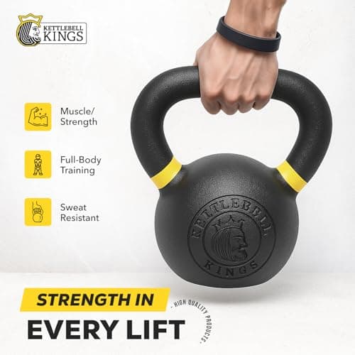 Kettlebell Kings | Powder Coated Kettlebells Weight 10LB | Hand weights Workout Gym Equipment & Strength training sets for Women & Men | Weights set for Home Gym (5-90LB) (Cast Iron) 5