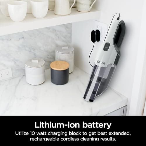 Shark Cyclone PET Handheld Vacuum with, HyperVelocity Suction, Powerful Pet Hair Pickup, Lightweight, XL Dust Cup, Including Upholstery Tool, 8" Crevice Tool, Scrubbing Brush, Pearl White, AA701 10