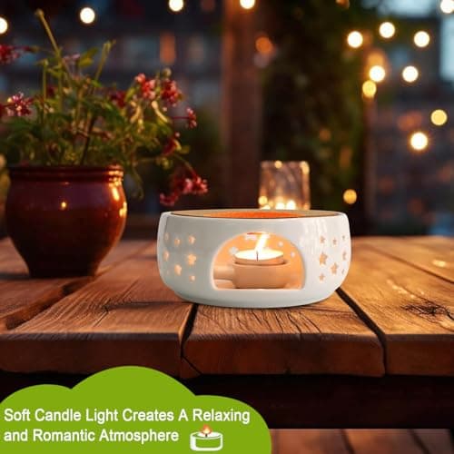KAYCROWN Teapot Warmer, Ceramic Tea Warmer for Teapot, Tealight Warmer with Tealight Holder for Heating Coffee Milk Tea Warmer, Teapot Heater (White) 5