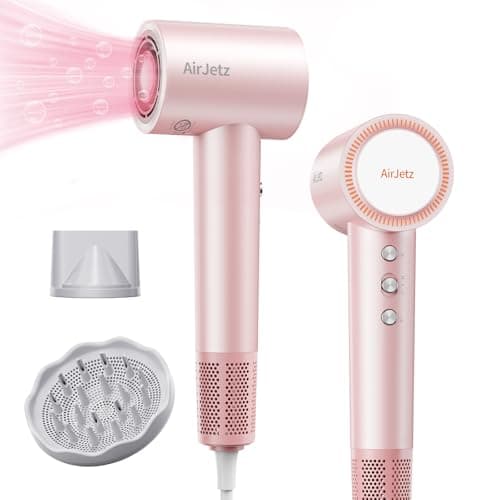 Hair Dryer, 160,000 RPM High-Speed Ionic Blow Dryer for Fast Drying, Professional Lightweight Hairdryer with Diffuser, Magnetic Nozzle, 4 Temps & 2 Speeds, Low Noise for Travel & Home - Pink