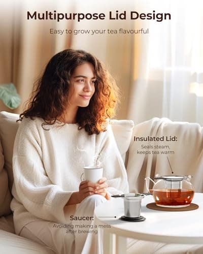 Reinmoson Large Tea Strainers & Filters for Loose Tea Single Cup, 304 Stainless Steel and Food Grade Silicone Extra Fine Mesh Tea Infusers for Loose Tea 6