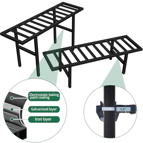 LLAXERGU Plant Stand Indoor Outdoor, Heavy Duty Iron Pedestal Stands Metal Plant Stand for Indoor Outdoor, 2-Tier Sturdy Flower Stand Display Plant Shelf 3