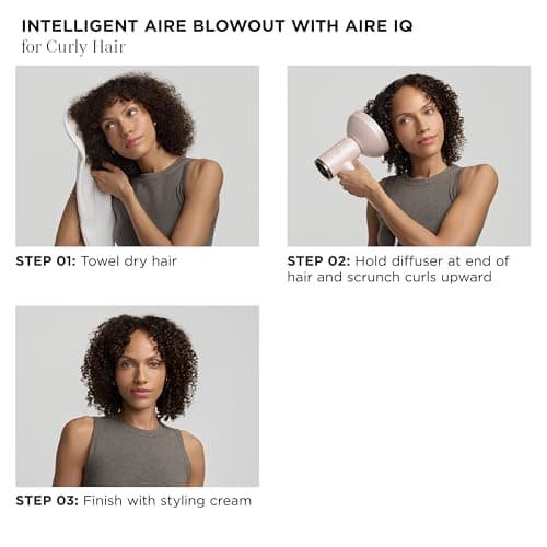 T3 Aire IQ Hair Dryer Kit with Quick Dry Concentrator, Style Concentrator, Diffuser & Dryer Stand | Fast, Healthy Blowouts with Smart Heat Personalization | for All Hair Types 11