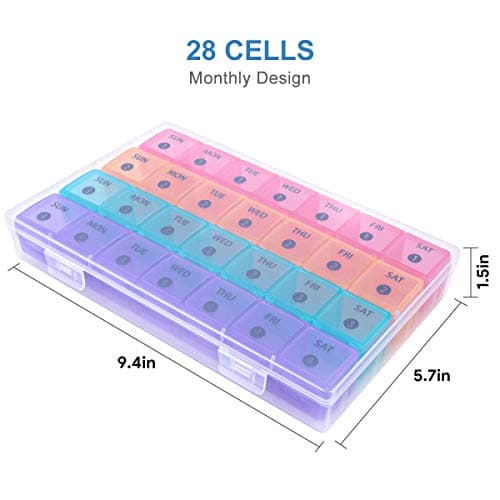 DANYING XL Monthly Pill Organizer 1 Time a Day with Dust-Proof Case, Extra Large 4 Weeks Pill Box Once a Day, 28 Days Pill Container 1 Per Day, Weekly Vitamin Case, Daily Medicine Organizer 6