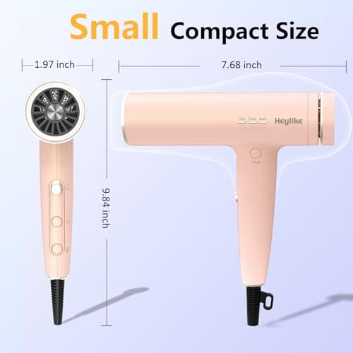High Speed Plasma Ion Hair Dryer with Diffuser, Professional Blow Dryer 130000 RPM Brushless Motor for Fast Drying,1500W 3Temps/3Speeds Thermo-Control Lightweight Hairdryer for Women Home Travel Salon 7