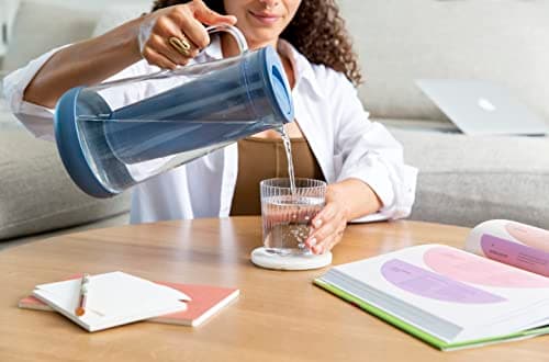LifeStraw Home– Water Filter Pitcher, 7-Cup, Glass with Silicone Base, Stormy Blue, for Everyday Protection Against Bacteria, parasites, microplastics, Lead, Mercury, PFAS and a Variety of Chemicals 9