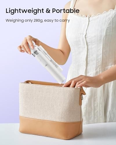 ACKIMA 53'' Selfie Stick Tripod with Light, Enhanced 4-Leg Cell Phone Stand Camera Tripod with Rechargeable Wireless Remote & 2 Fill Light, Portable Selfie Stick Travel Essentials for iPhone Android 8