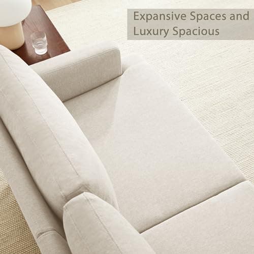 Weture 69”W Loveseat Sofa, Mid Century Modern Couches for Living Room, Small Couch Linen Fabric for Bedroom, 2 Seat Love Seat Sofa with Solid Wood Legs, Beige 6
